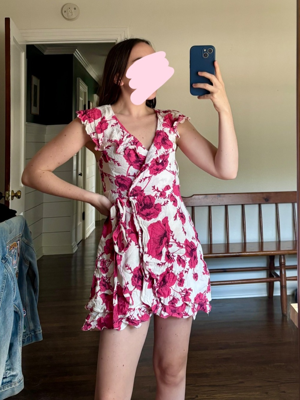 Free People Rose Floral Wrap Mini Dress
